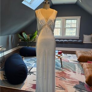 White satin slip dress